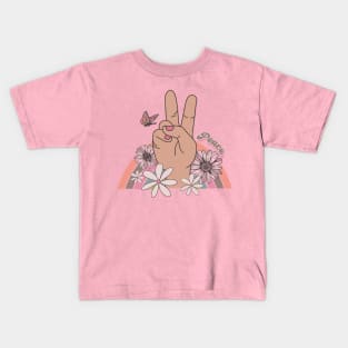 Retro Peace Hand Sign Kids T-Shirt